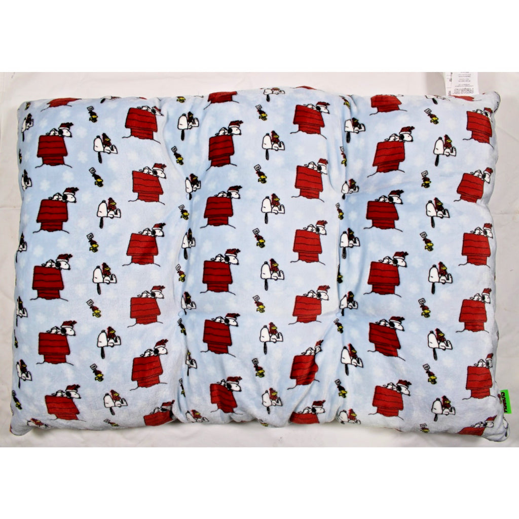 PEANUTS Santa SNOOPY WOODSTOCK doghouse 39"x26"x5" Christmas Lg Dog Cat Pet Bed