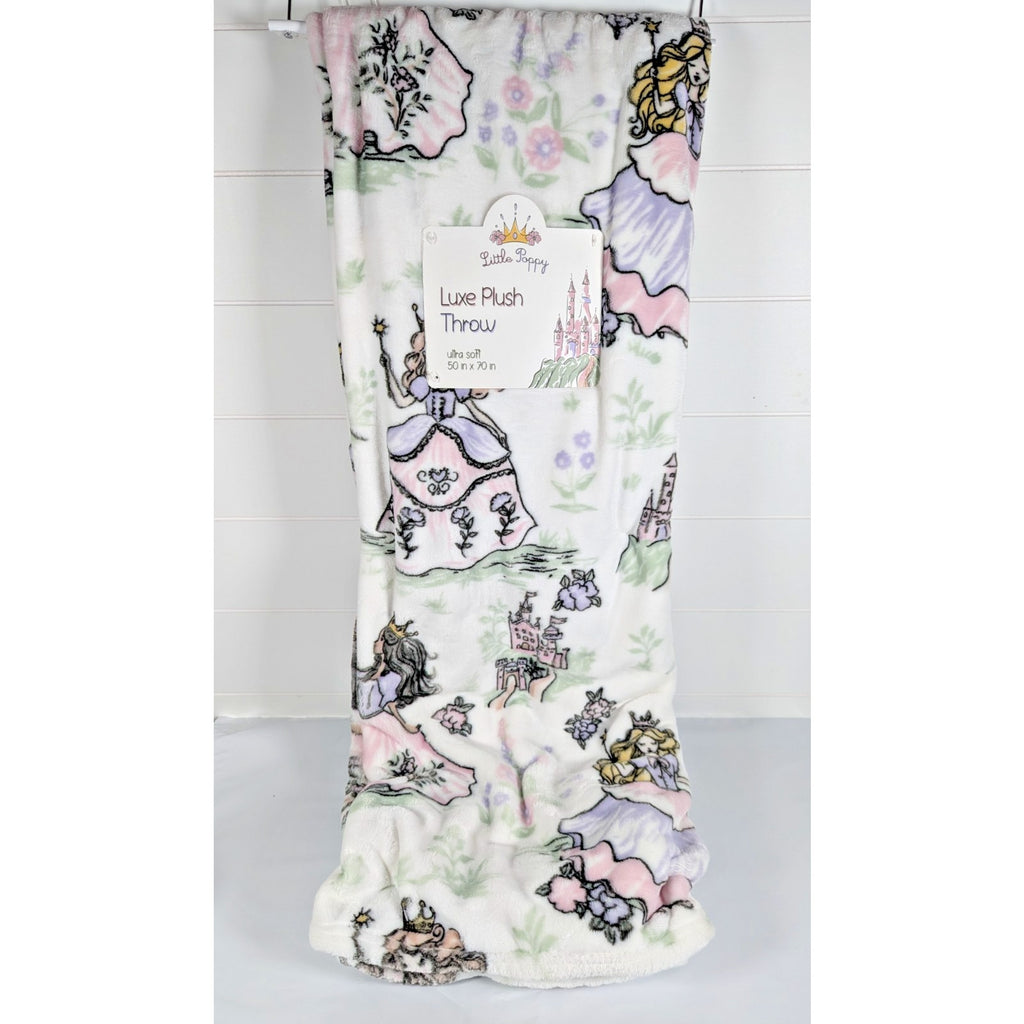 Little Poppy Luxe Plush Throw 50"x70" Princess, Castle, Floral Ultra Soft, NEW