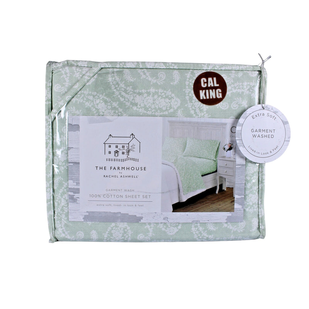 The Farmhouse Rachel Ashwell Floral Cal King Sheet Set Green
