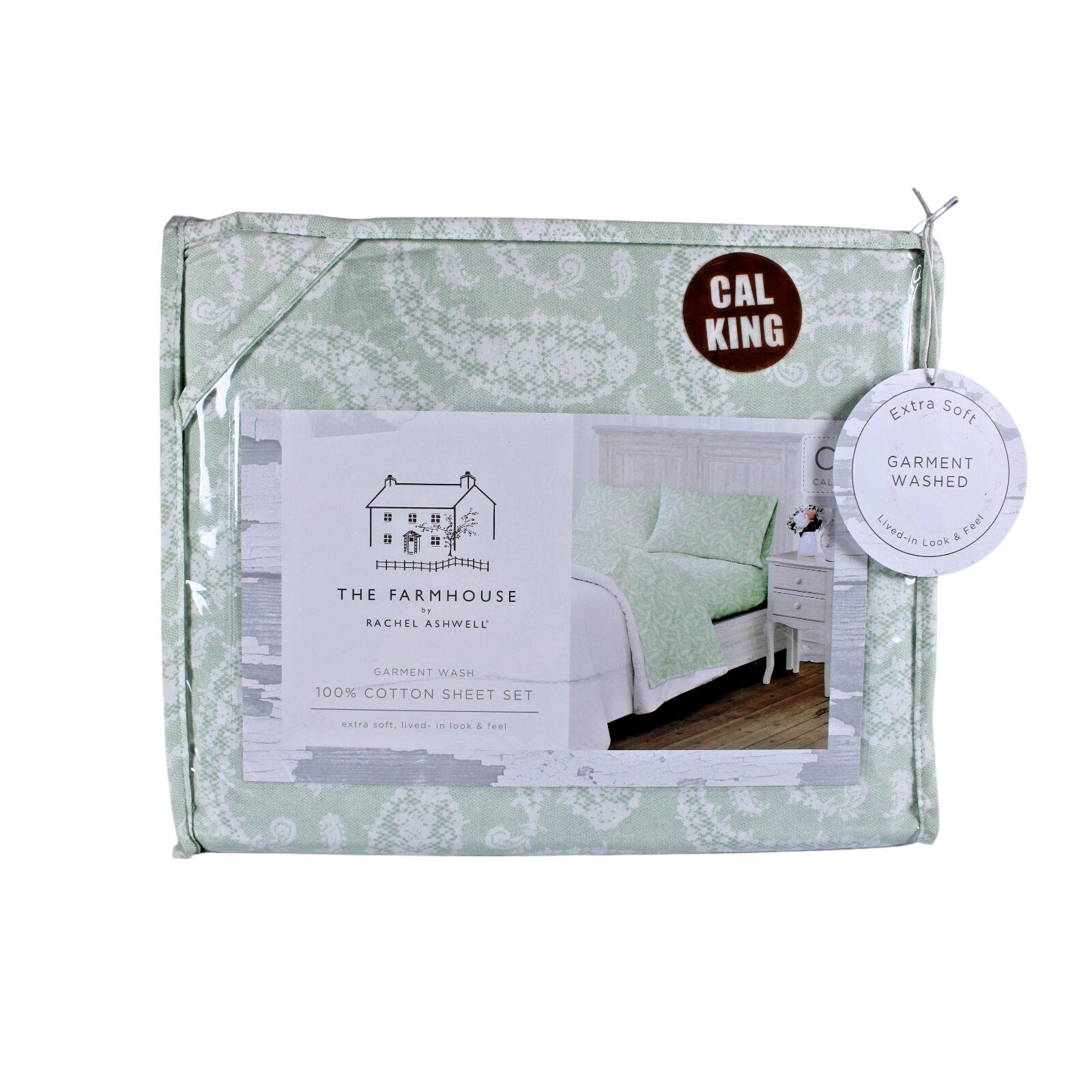 The Farmhouse Rachel Ashwell Floral Cal King Sheet Set Green