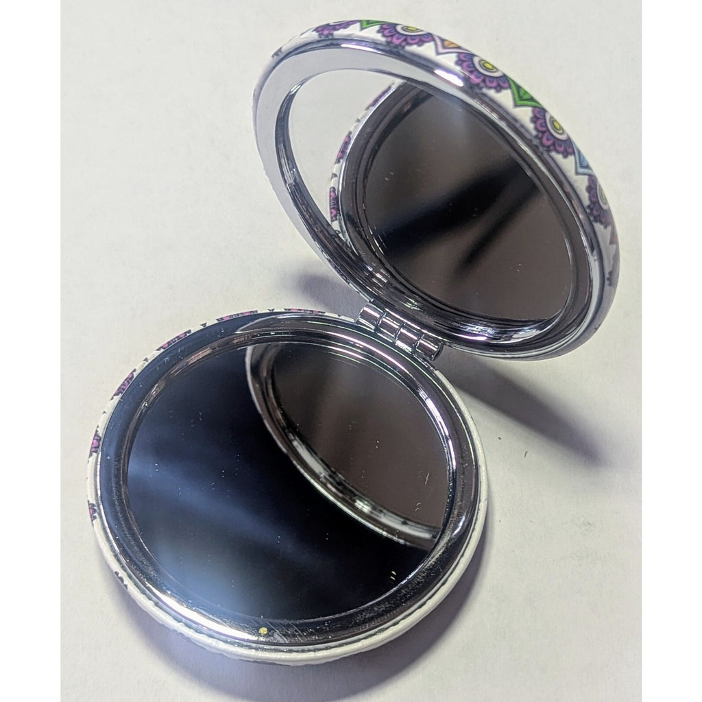 Pocket Mirror for Women Small Travel Mirror Magnifying Mandala Designs Flowers