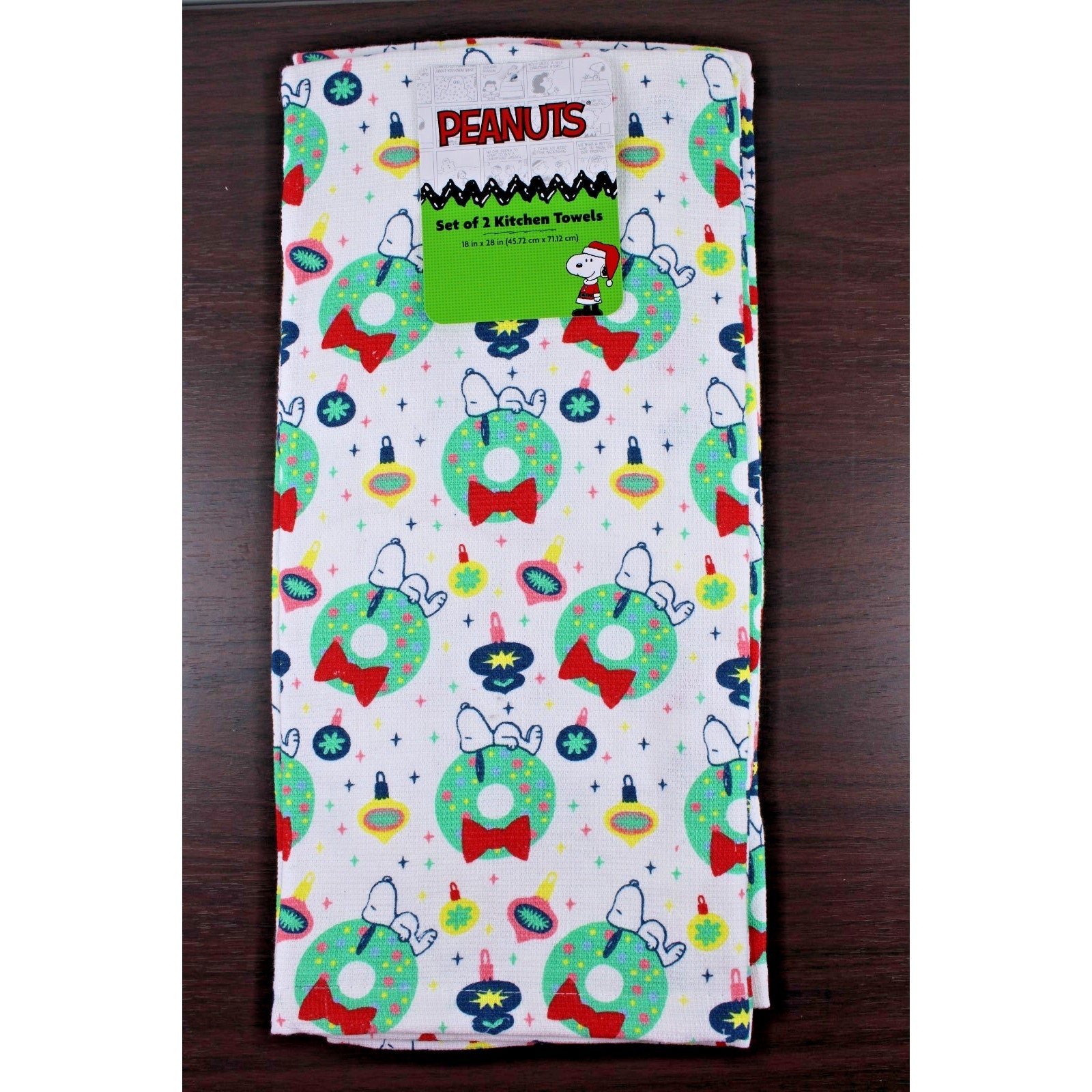 Peanuts Best Brands 2025 Snoopy Wreaths Christmas Kitchen Towel Set 18x28 Cotton