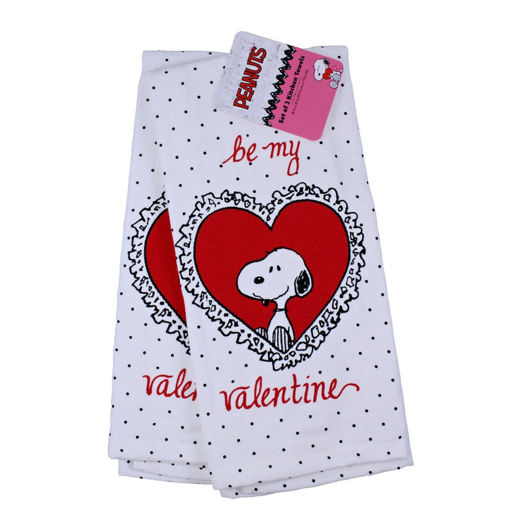 Peanuts Snoopy BE MY VALENTINE Set of 2 Kitchen Towels Free Shipping 18" x 28"