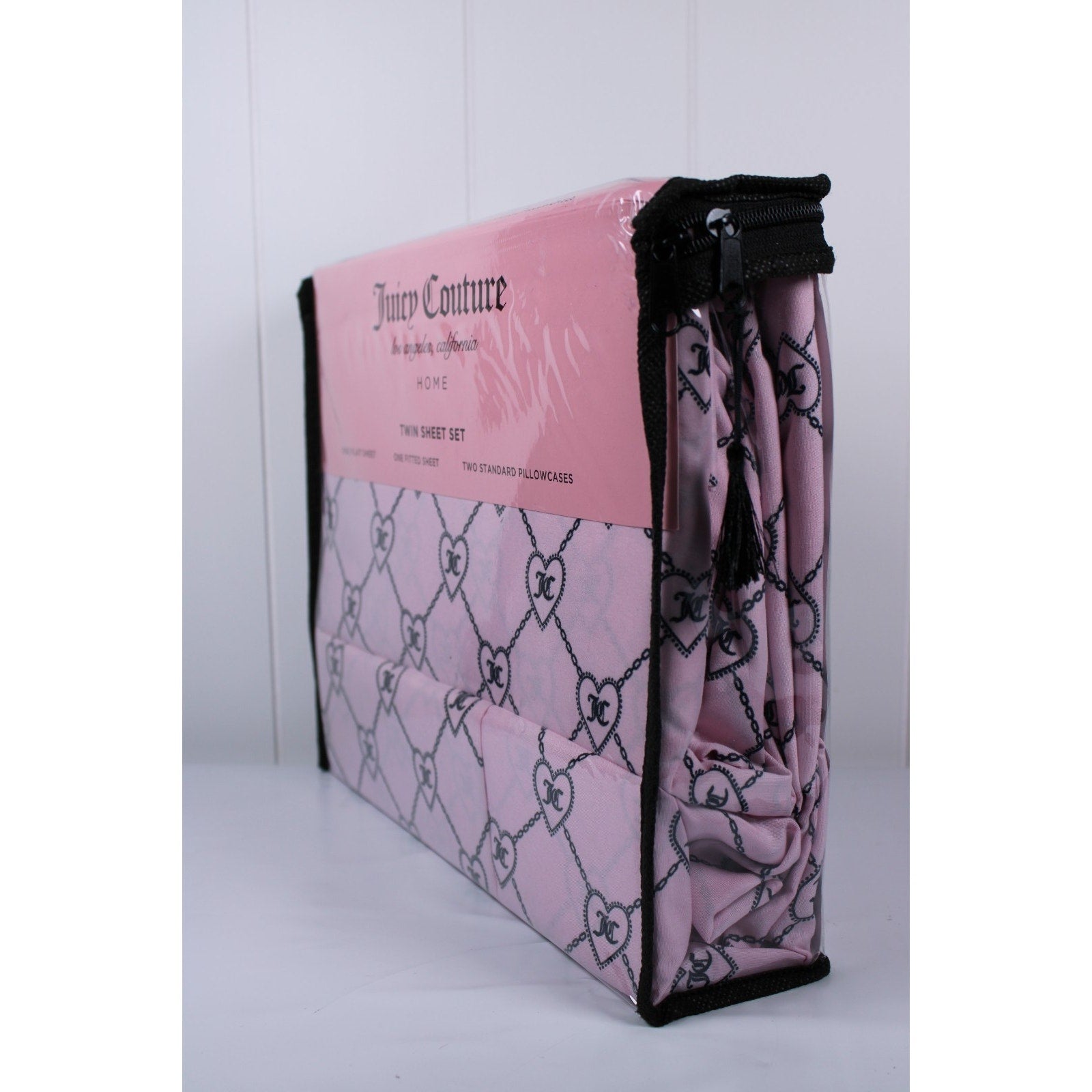 Juicy Couture Twin 4psc Bed Sheet Chains and Hearts