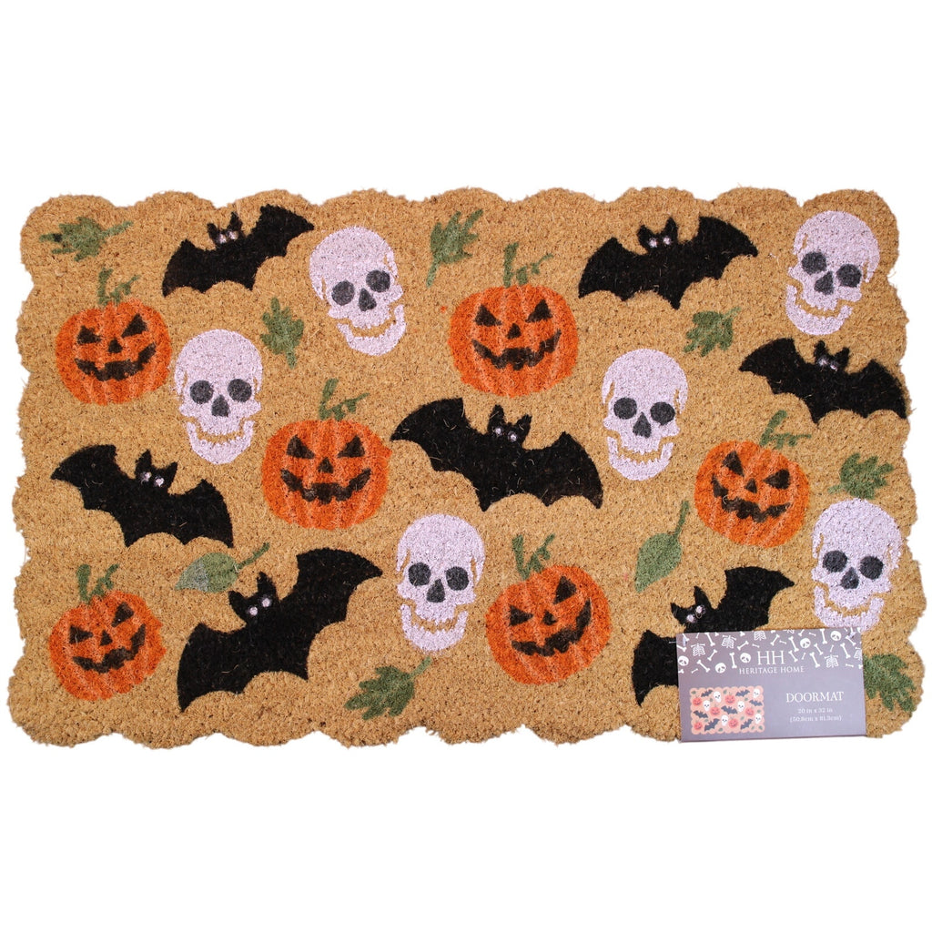 Halloween Coir Doormat Ghost Skull Jack-O-Lantern Bat Doormat 20x32 Non-Slip