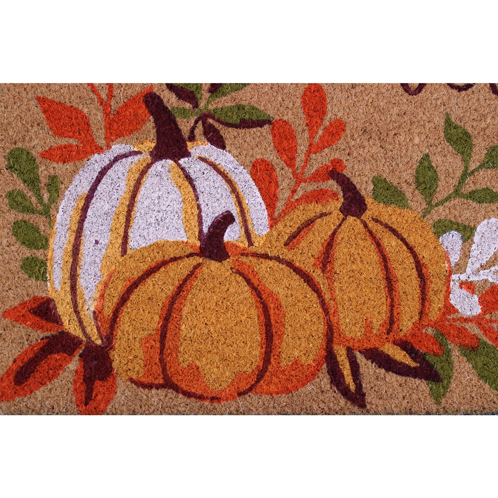 Harvest - WELCOME heavy-duty 5lb. Coir Doormat Non-Slip, Fall Pumpkins 18x30