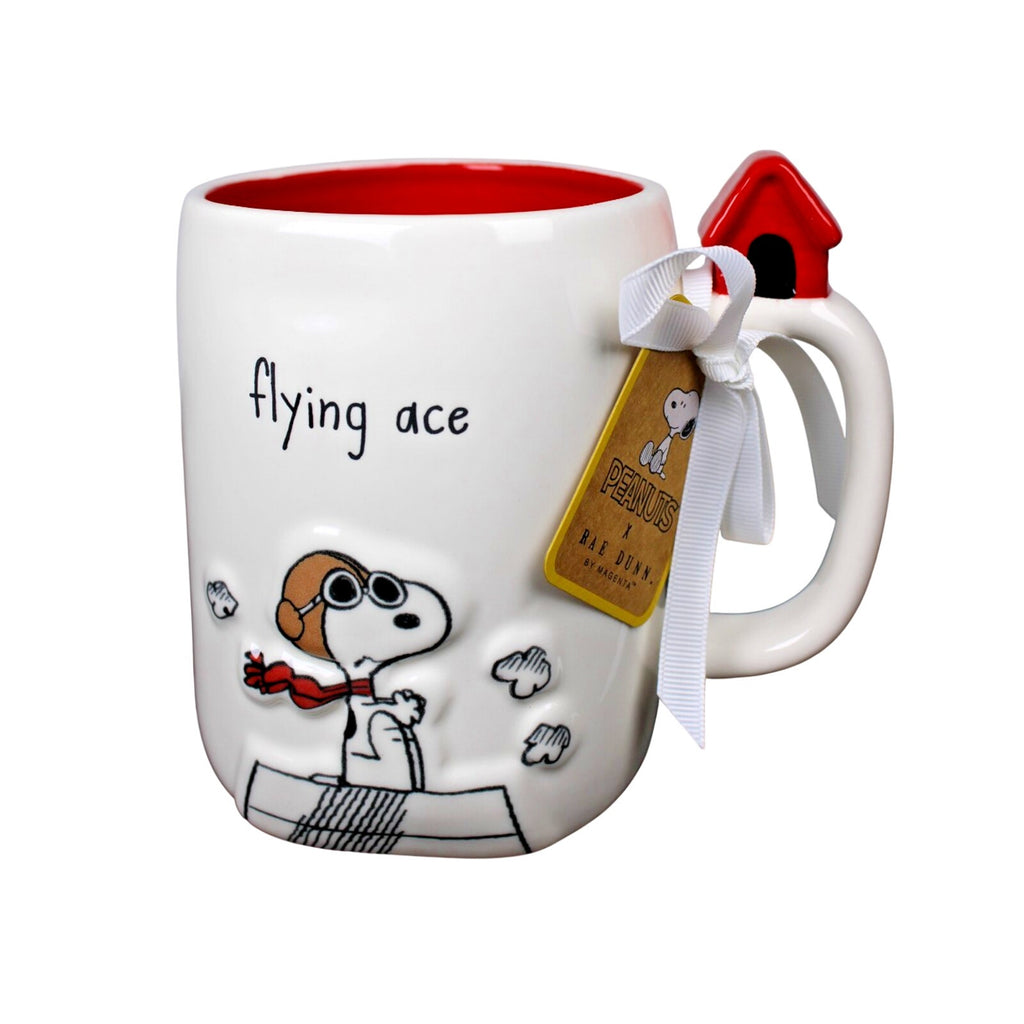 Rae Dunn Mug PEANUTS Snoopy FLYING ACE Red House On Handle New/Tag