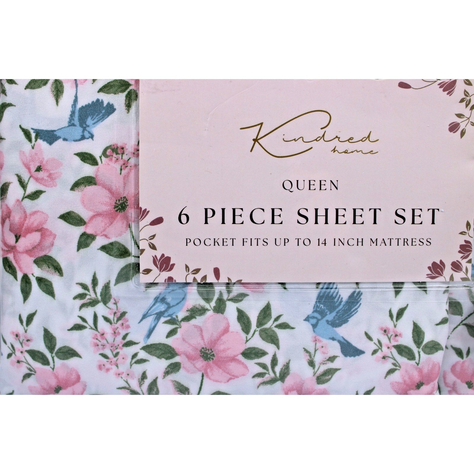 KINDRED HOME 6 pc Floral design Queen Sheet Set 2 EX Pillowcases