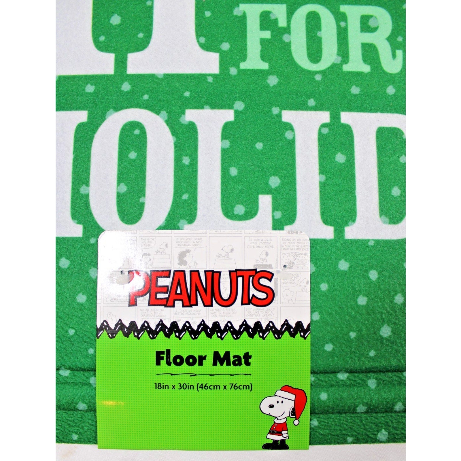 PEANUTS Snoopy ”HOME For The HOLIDAYS” Christmas Rubber Mat 18” X30” Free Ship