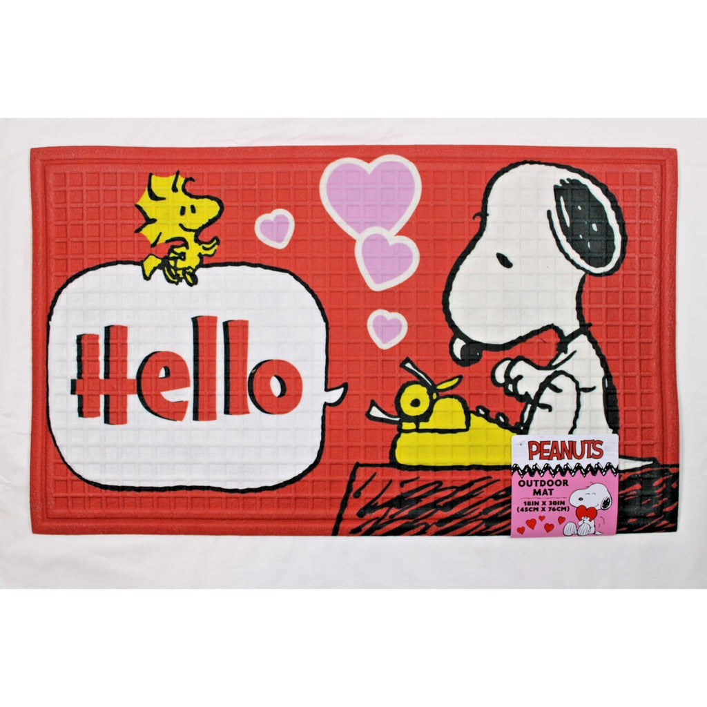 Peanuts Snoopy - Woodstock Valentines Rubber Outdoor Mat 18”X 30” Hello