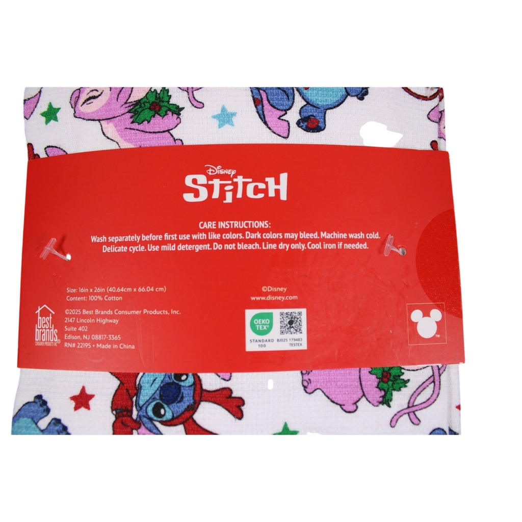 Disney Stitch & Angel Cotton Kitchen Towels – Set of 3 – Christmas Holid fun day