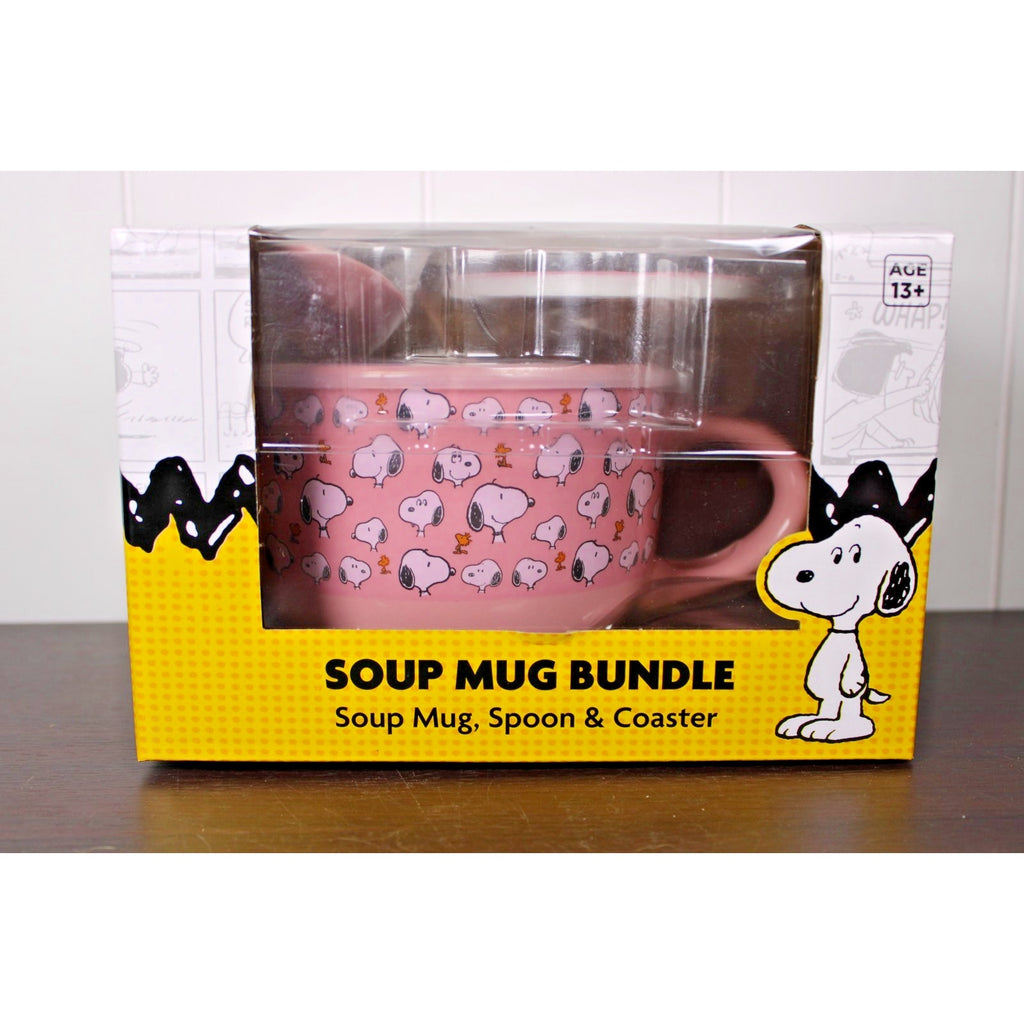 Peanuts Snoopy Soup Mug Bundle 24floz, Coaster, Spoon & Soup Mug