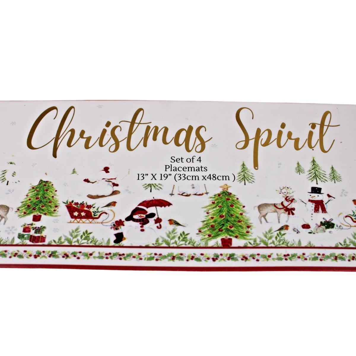 Set of 4 Christmas Tree Winter Deer Reindeer Snow Placemats 13x19 Handcrafted