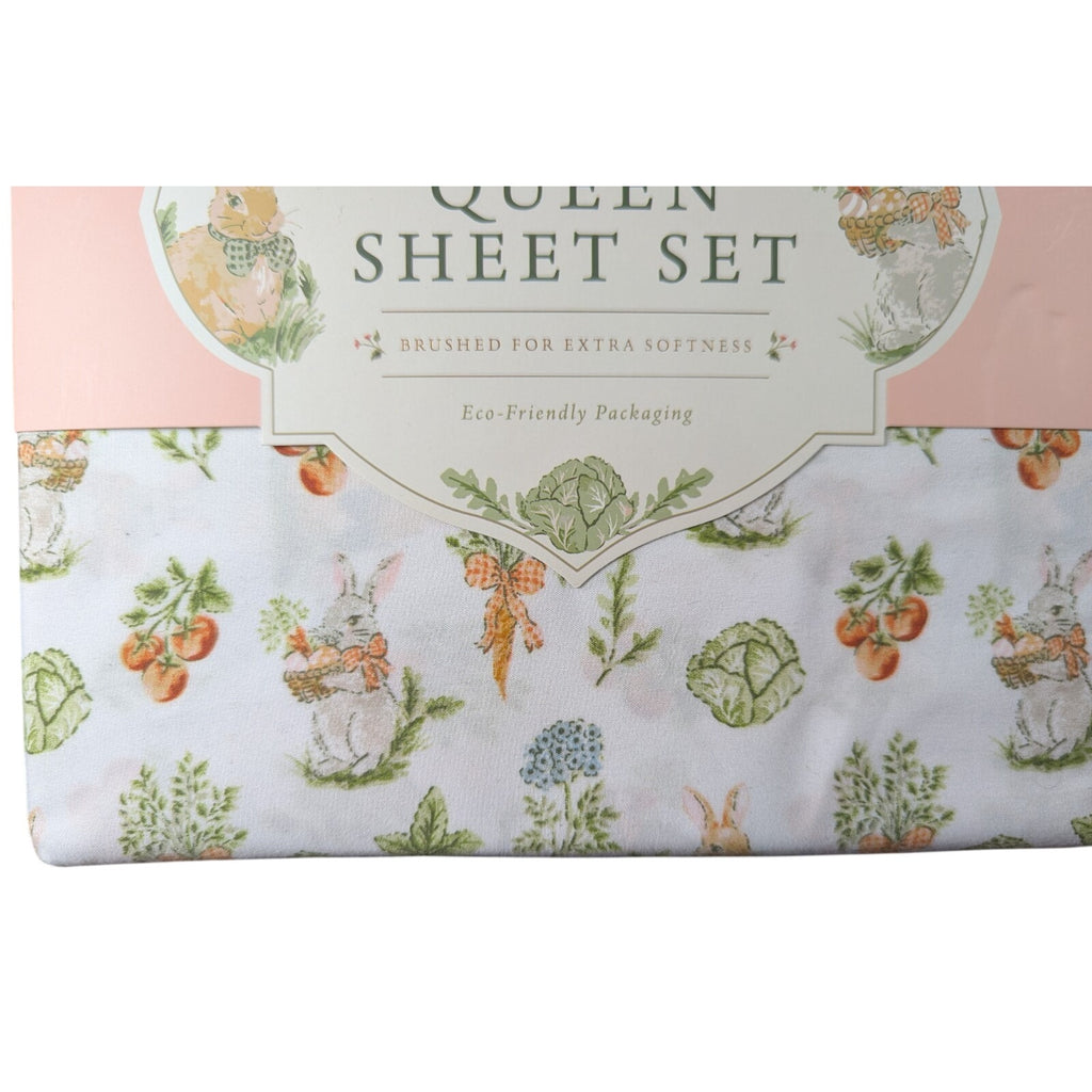 EN VOGUE EASTER BUNNY QUEEN SHEET SET 4 PIECE, BRUSHED EXTRA SOFT