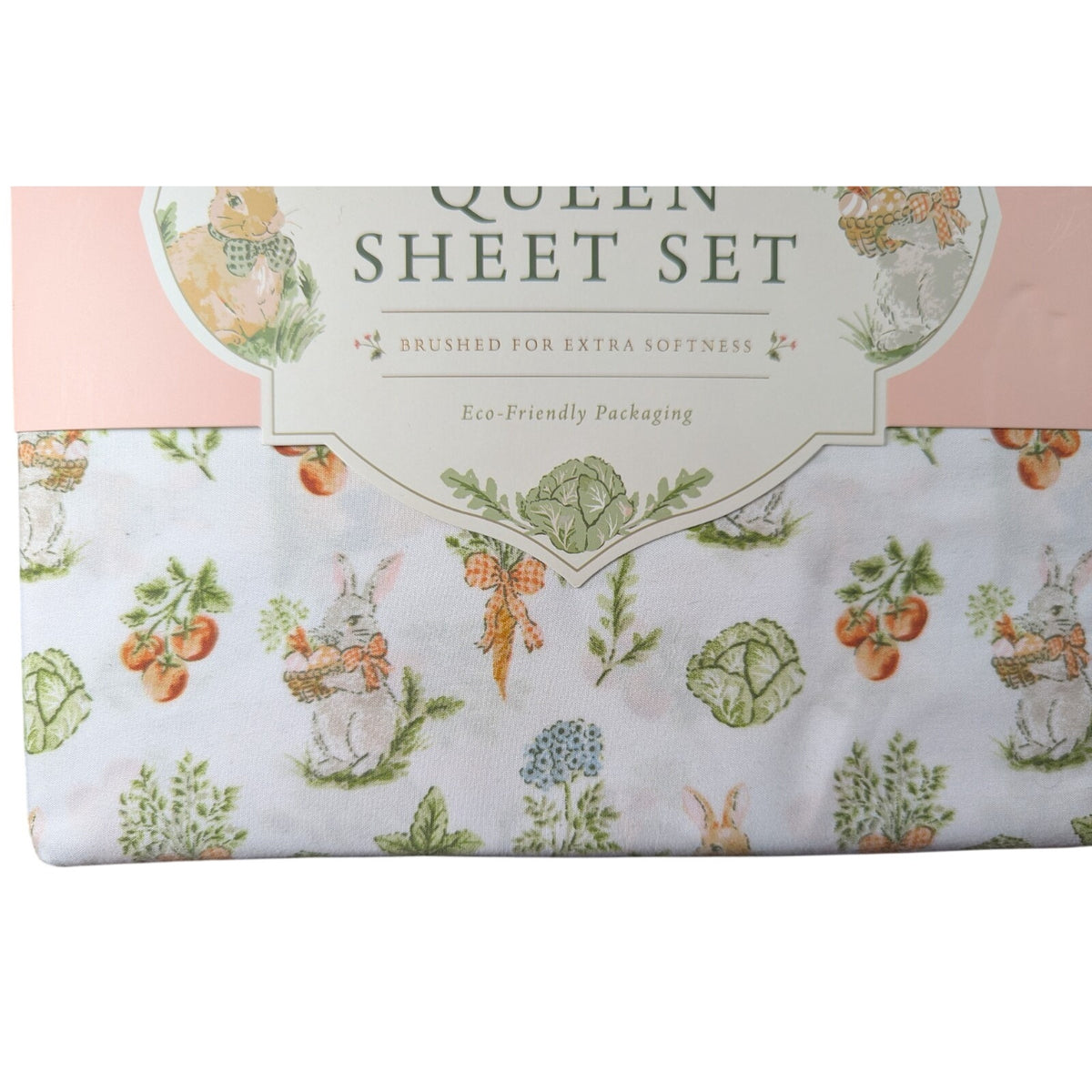 EN VOGUE EASTER BUNNY QUEEN SHEET SET 4 PIECE, BRUSHED EXTRA SOFT