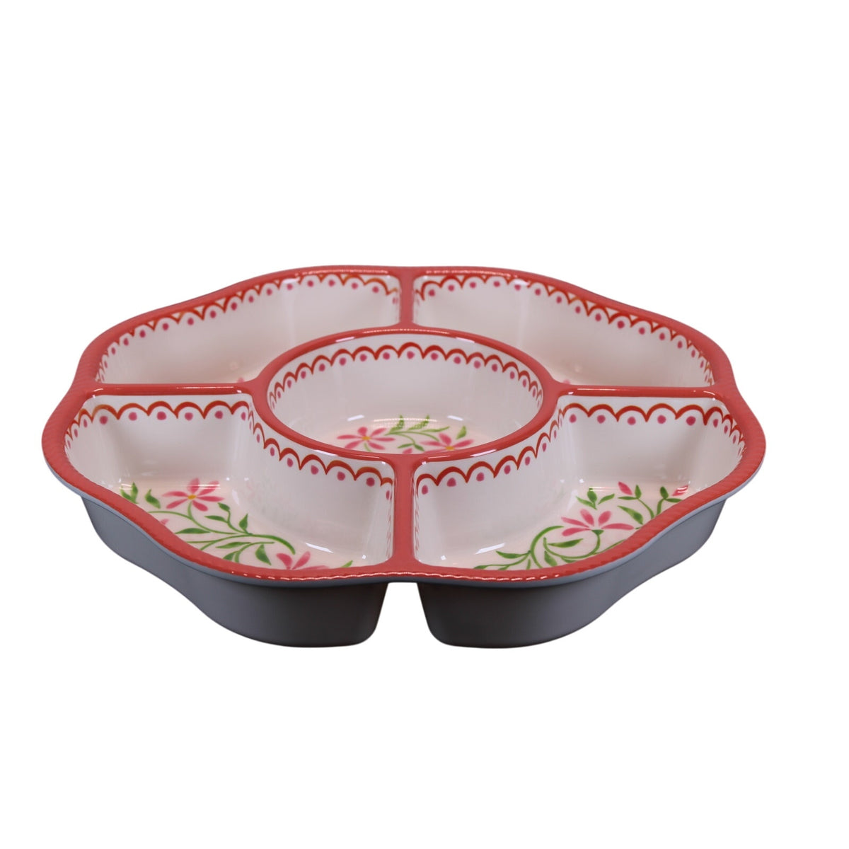 5pc. Melamine Serving Set Floral Tortilla Warmer, Taco Holder, Dip/Chip Tray NEW