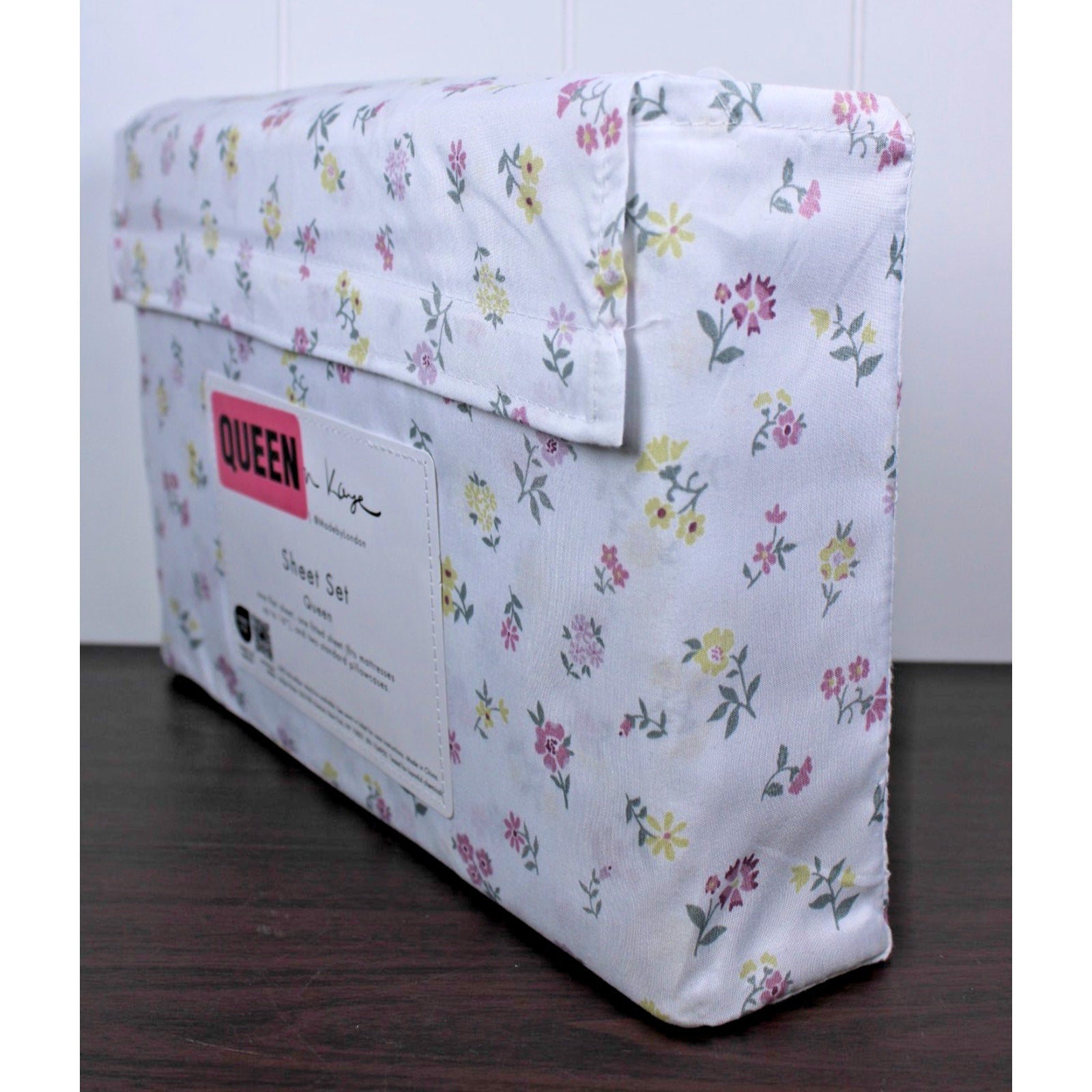 London Kaye Pink & Yellow Flower Garden Soft Brushed Queen Sheet Set NEW