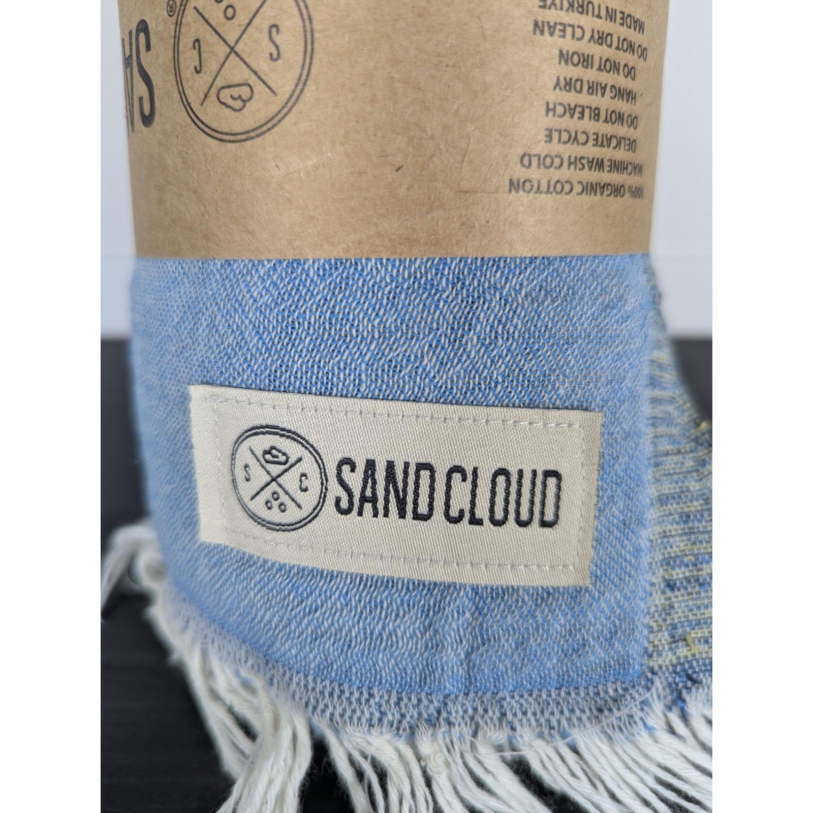 Sand Cloud Beach Towel Turtle, Blue - 100% Turkish Organic Cotton - NEW