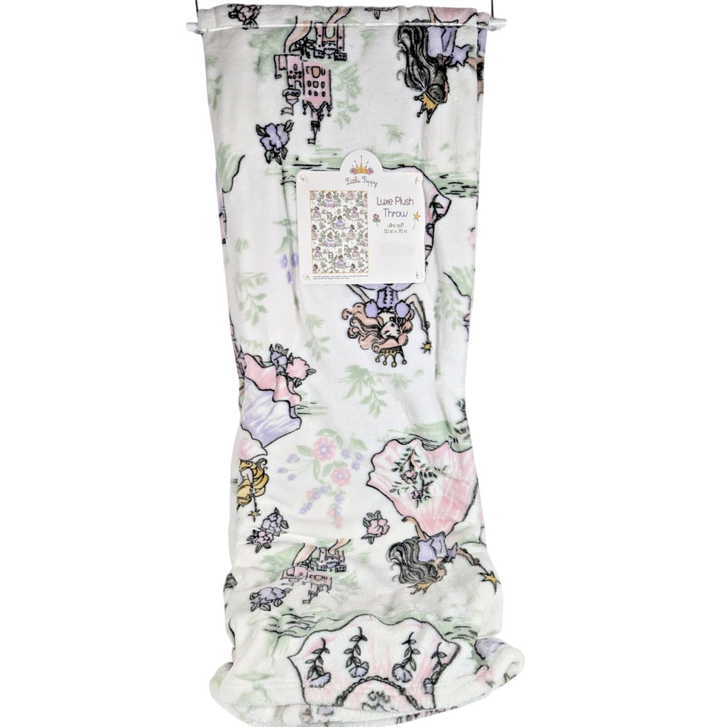 Little Poppy Luxe Plush Throw 50"x70" Princess, Castle, Floral Ultra Soft, NEW