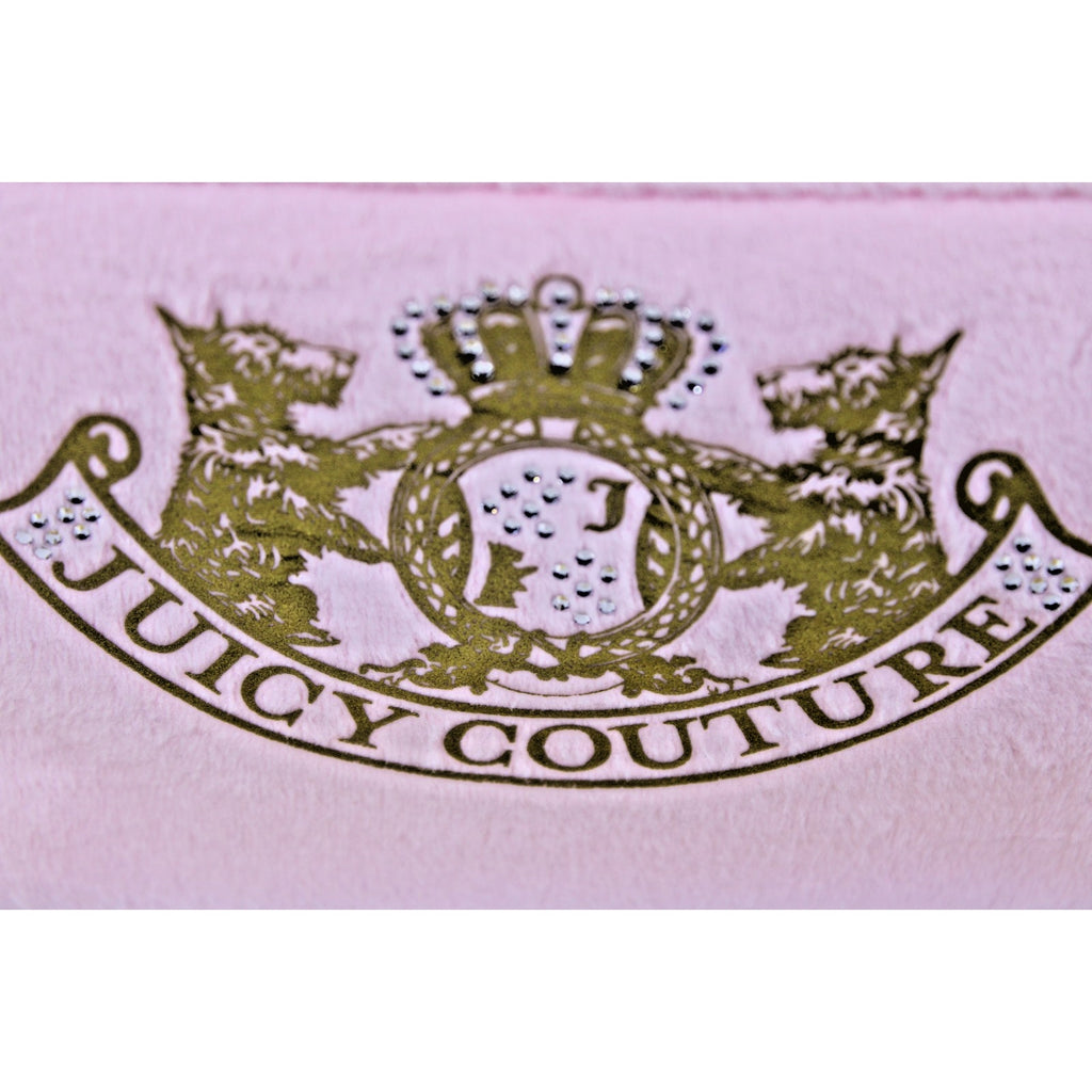NWT Juicy Couture pink velvety cosmetic make up hanging bag w/toiletry bottle