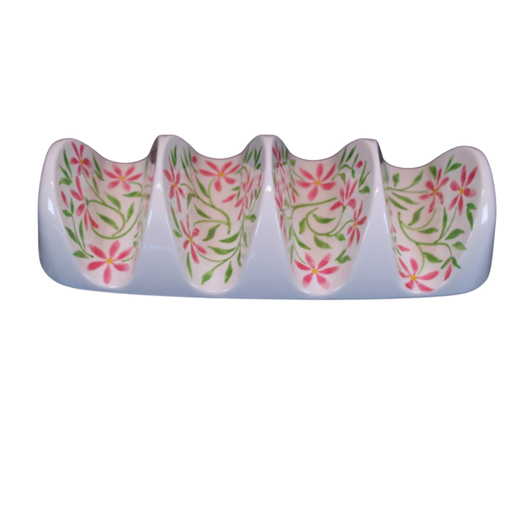 5pc. Melamine Serving Set Floral Tortilla Warmer, Taco Holder, Dip/Chip Tray NEW