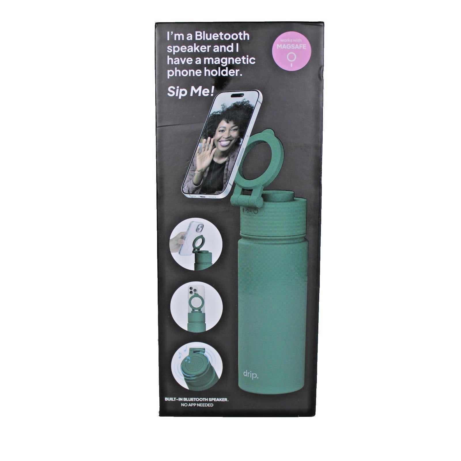 Drip All In One Bluetooth Speaker & Magnetic Holder 17oz. Magsafe Bottle -Green