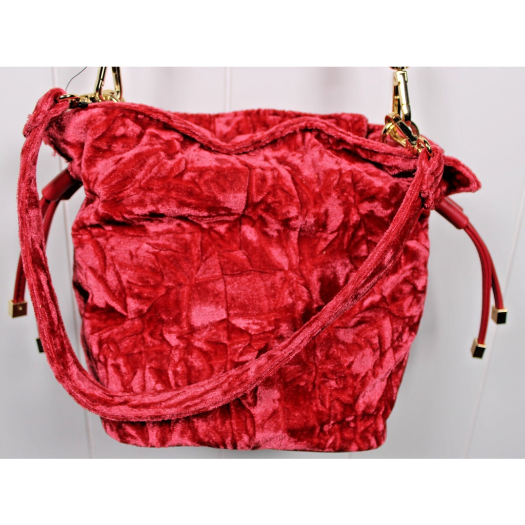 INC International Concepts Meliss velvety bucket crossbody bag - RED PEPPER