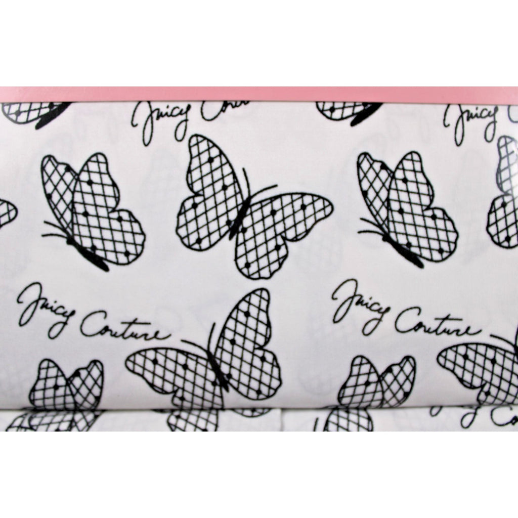Juicy Couture FULL 6 pc Bed Sheet Set Black and White Checkered Butterflies