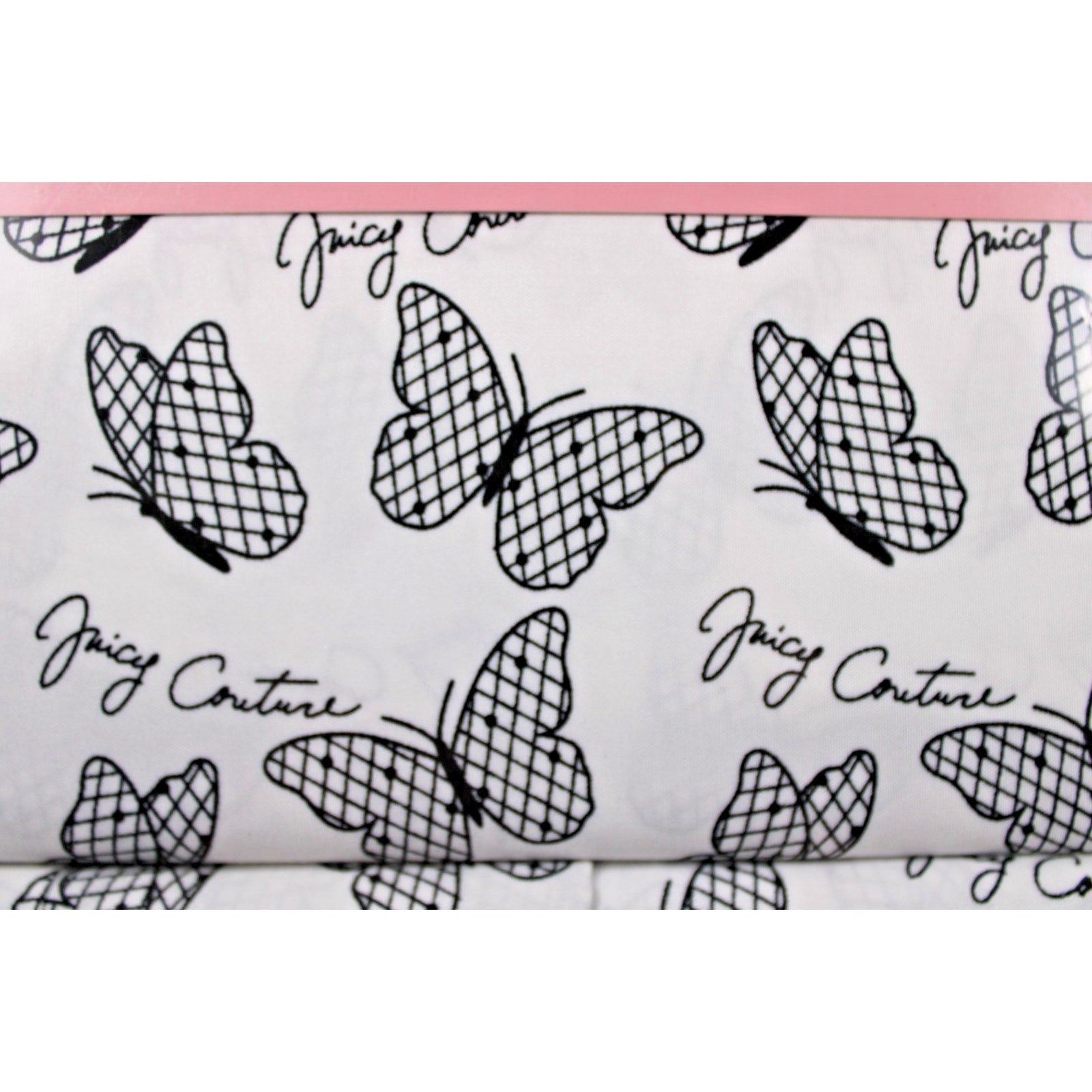 Juicy Couture FULL 6 pc Bed Sheet Set Black and White Checkered Butterflies