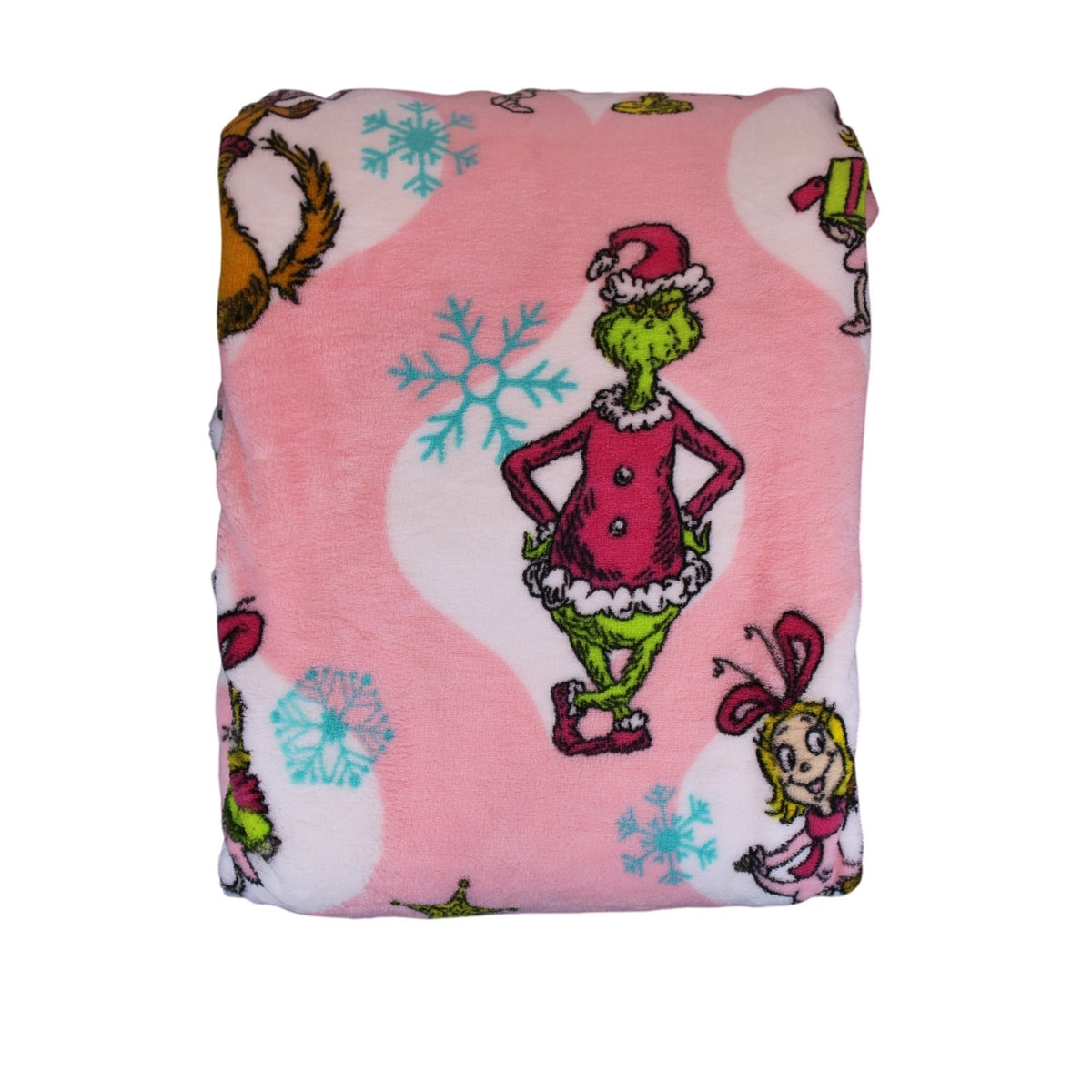 Cozy Dr. Seuss The Grinch Oversized Pink Fleece Throw Blanket 60 x 70
