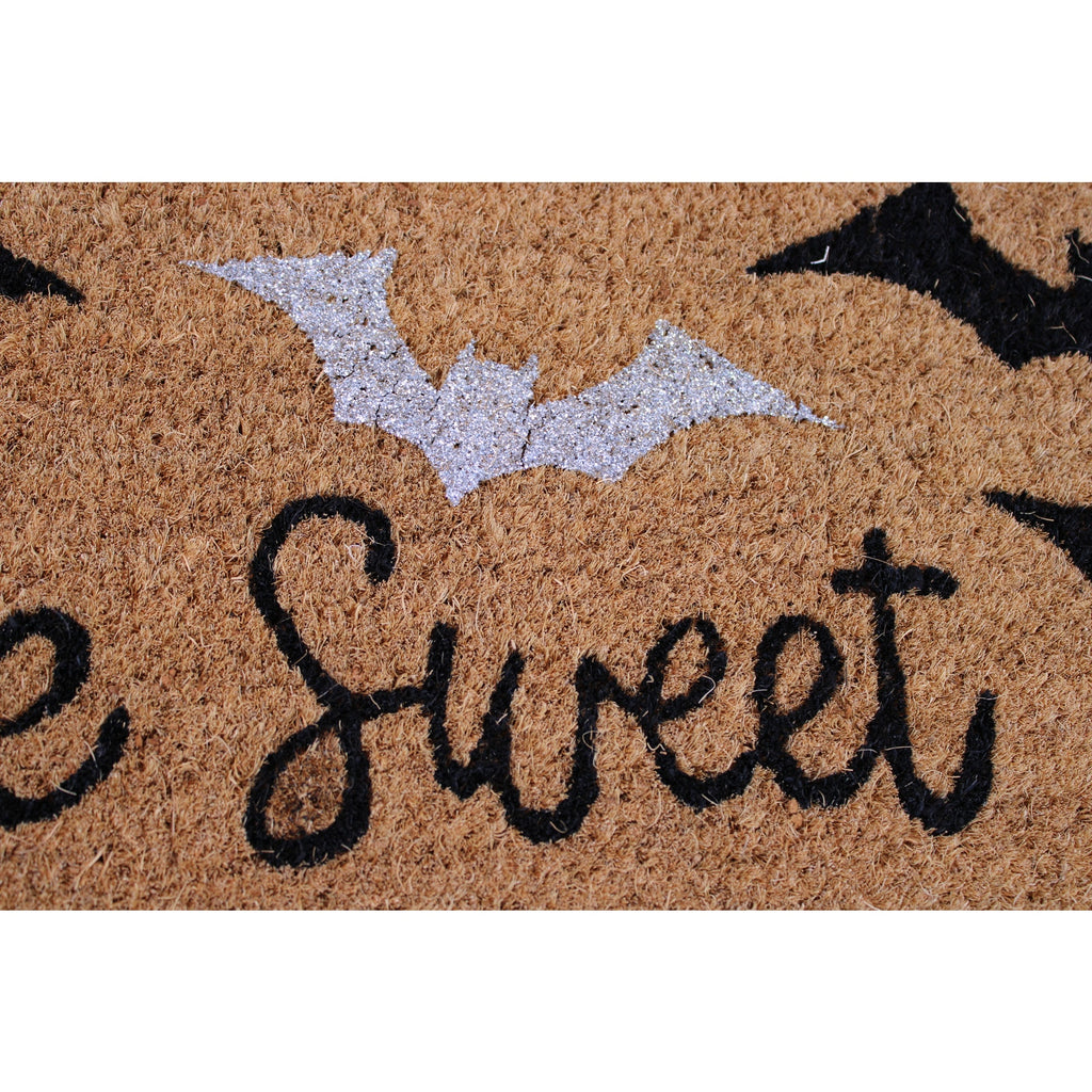 Home Sweet Haunted Home Coir Doormat, 18x30in Covered in Bats, Non-slip