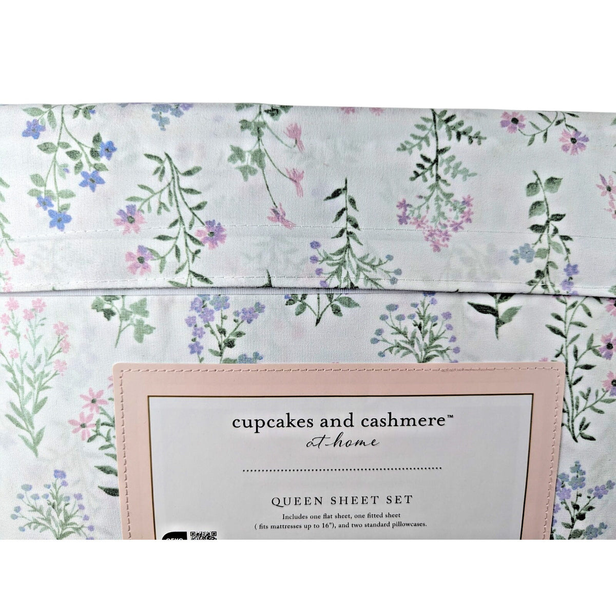Cupcakes and Cashmere at home, Floral Pink Purple Green 4pc QUEEN Sheet Set NEW