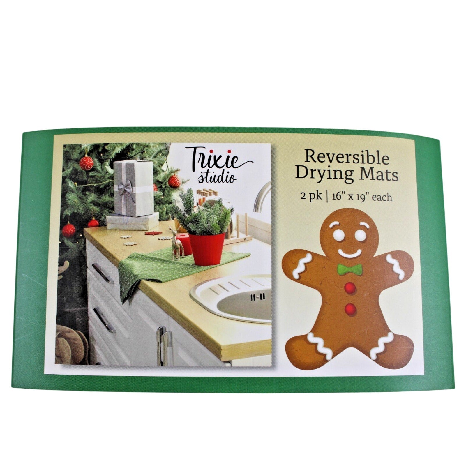 Set of 2 Christmas Gingerbread Peppermint Snowflake Drying Mats 16x19”