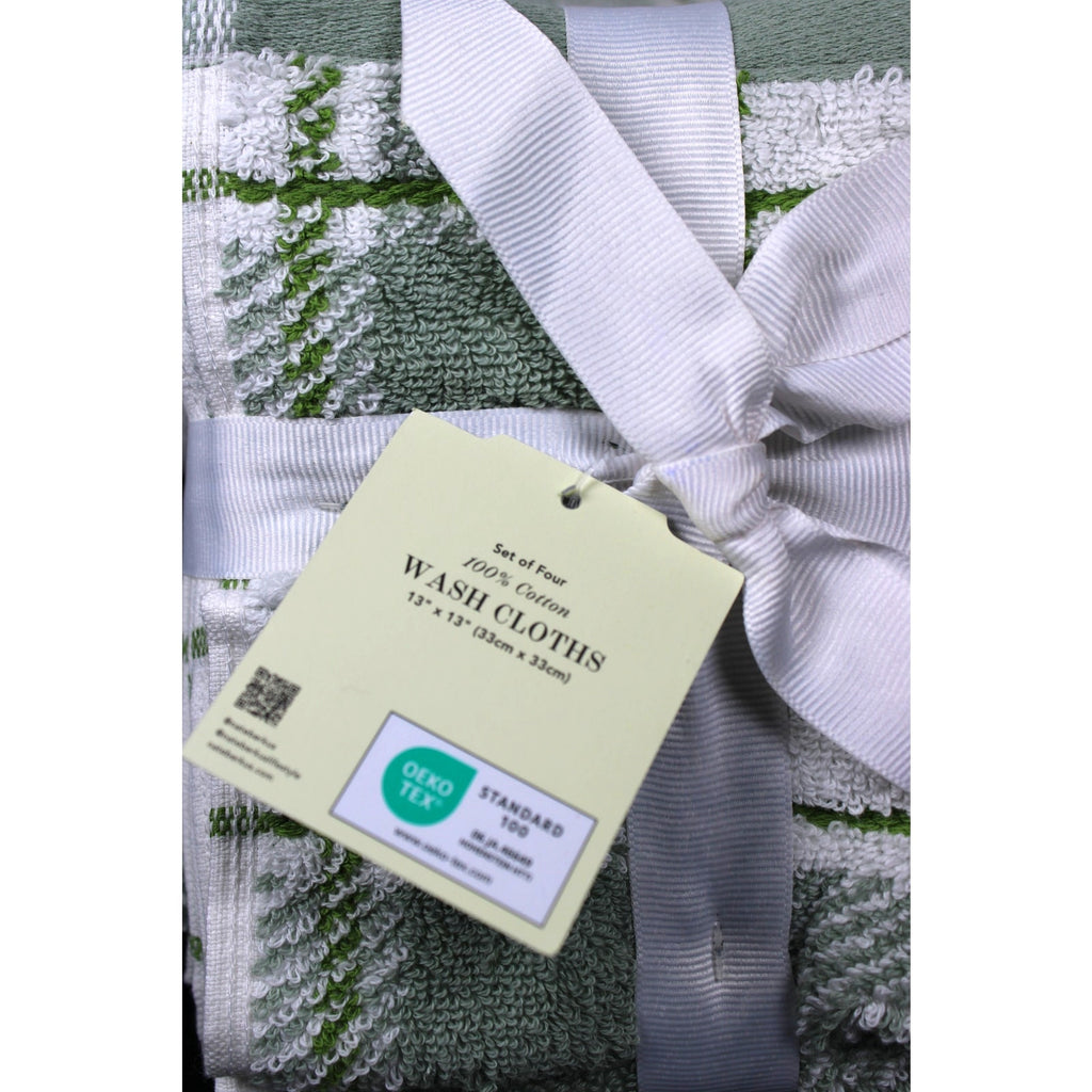 NATE BERKUS 8pc Bath Towel Set Green Plaid 100% Cotton Bath, Hand & Washcloths