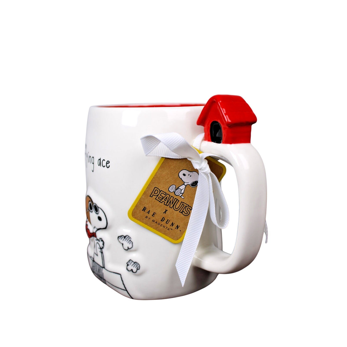 Rae Dunn Mug PEANUTS Snoopy FLYING ACE Red House On Handle New/Tag