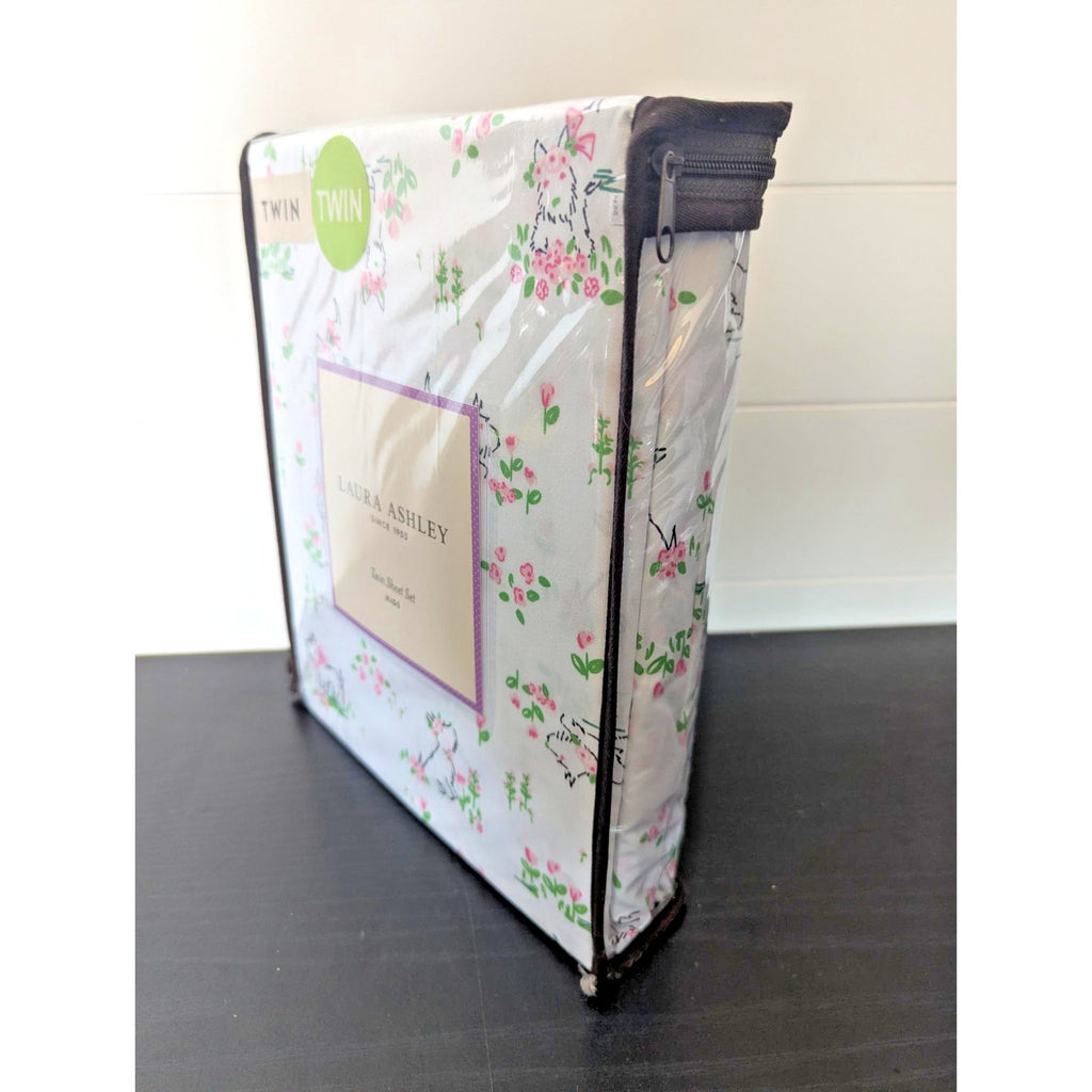 Laura Ashley Scottie Westie Dogs Flowers "Puppy Love" 3-pc TWIN Sheet Set