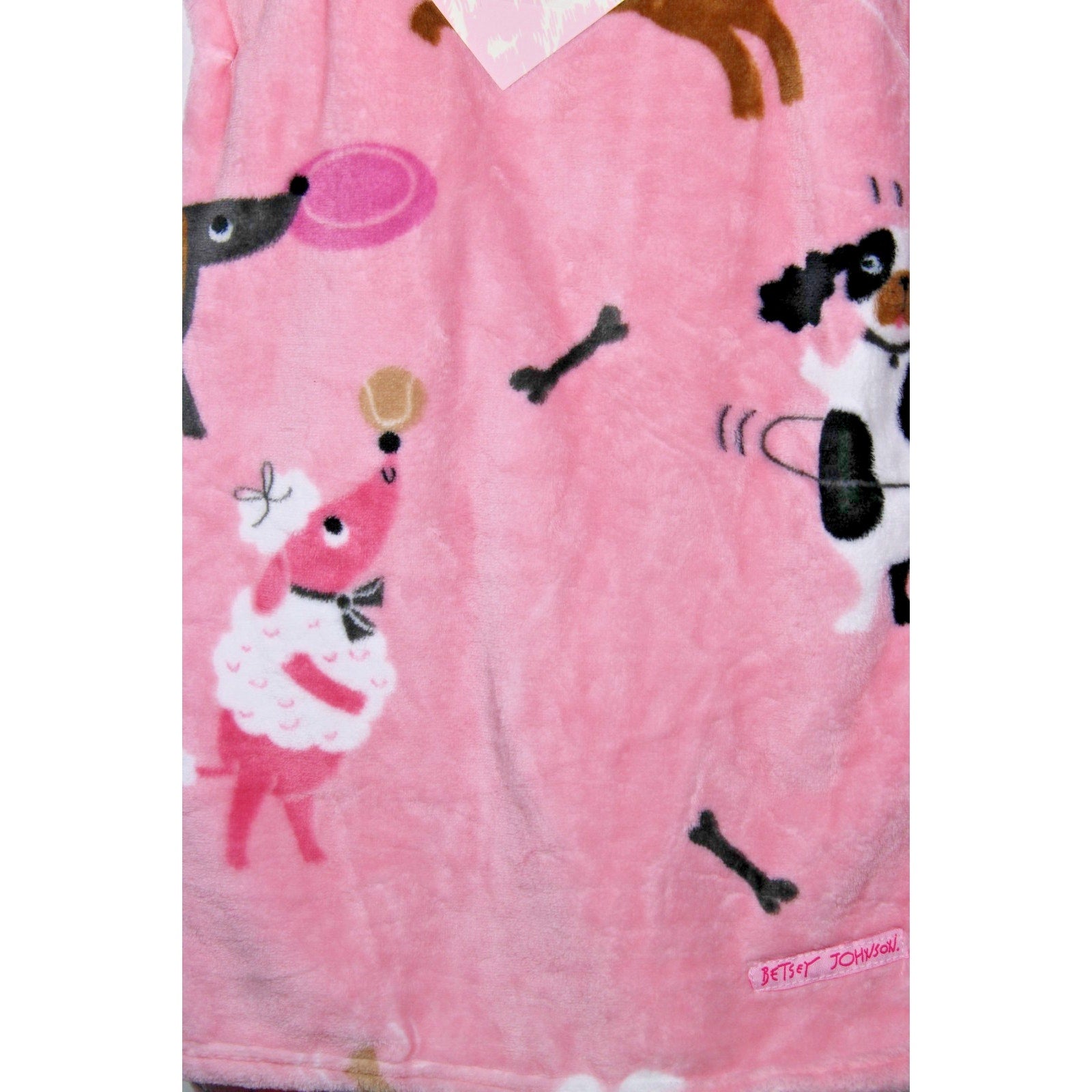 Betsey Johnson Plush Dog Theme ULTRA soft plush Throw Blanket.