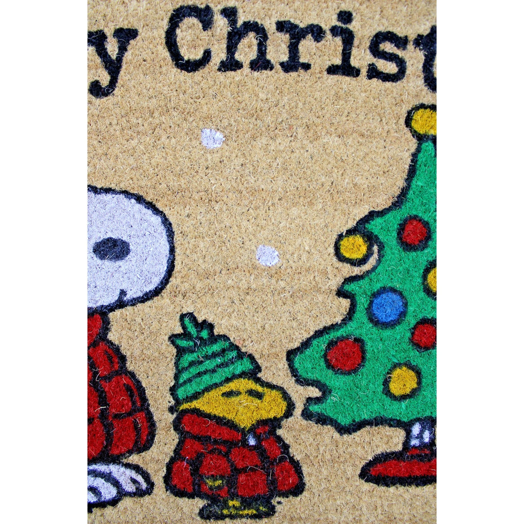 Peanuts Snoopy Woodstock Red Puffer Jacket Merry Christmas Coco Coir Mat 20"x32”