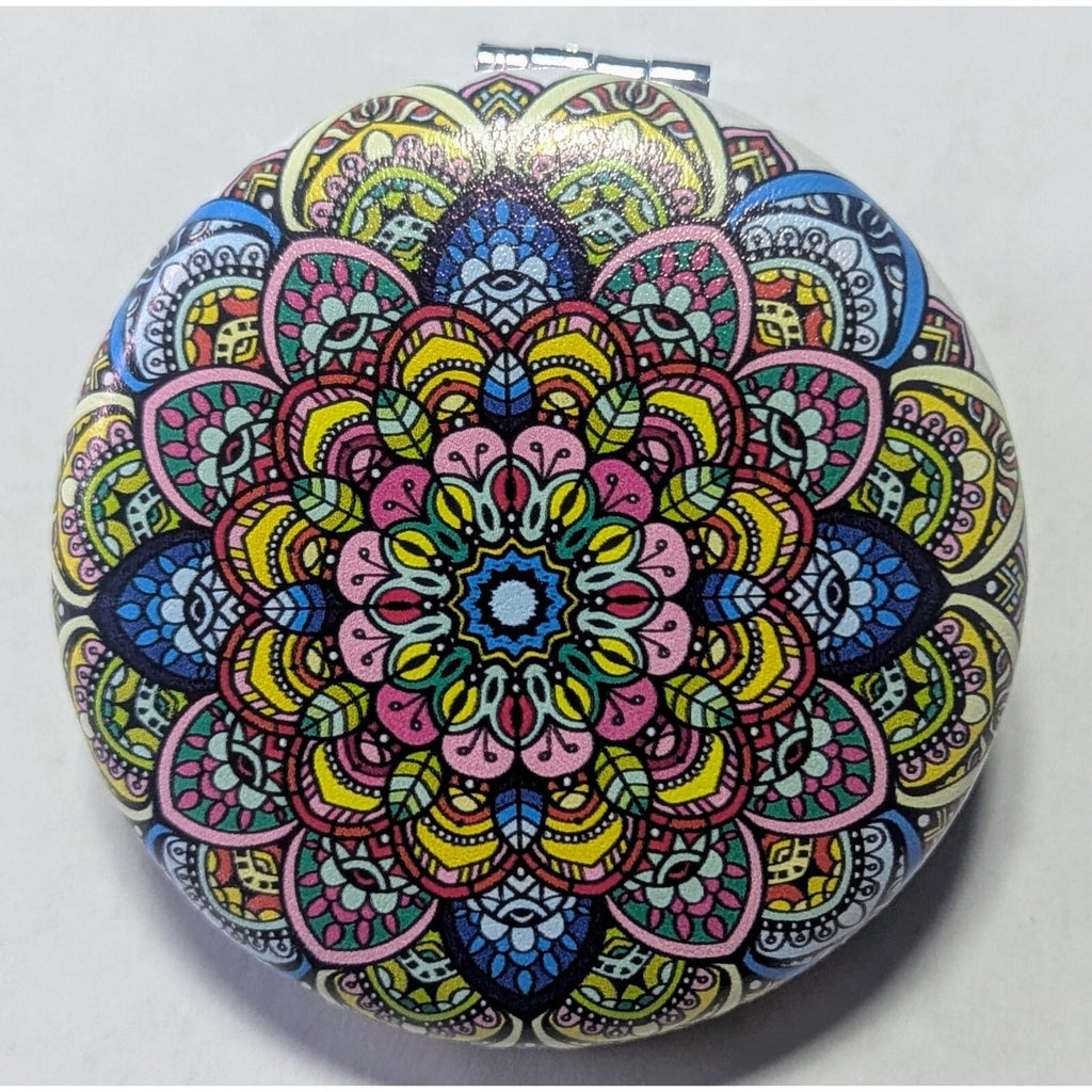 Pocket Mirror for Women Small Travel Mirror Magnifying Mandala Designs Flowers