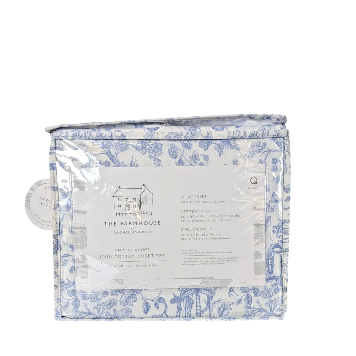 The Farmhouse Rachel Ashwell Blue Floral Queen Sheet Set