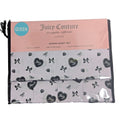 Juicy Couture Queen Size 6psc Bed Sheet Set Bows, Strawberries JC Hearts, Purple