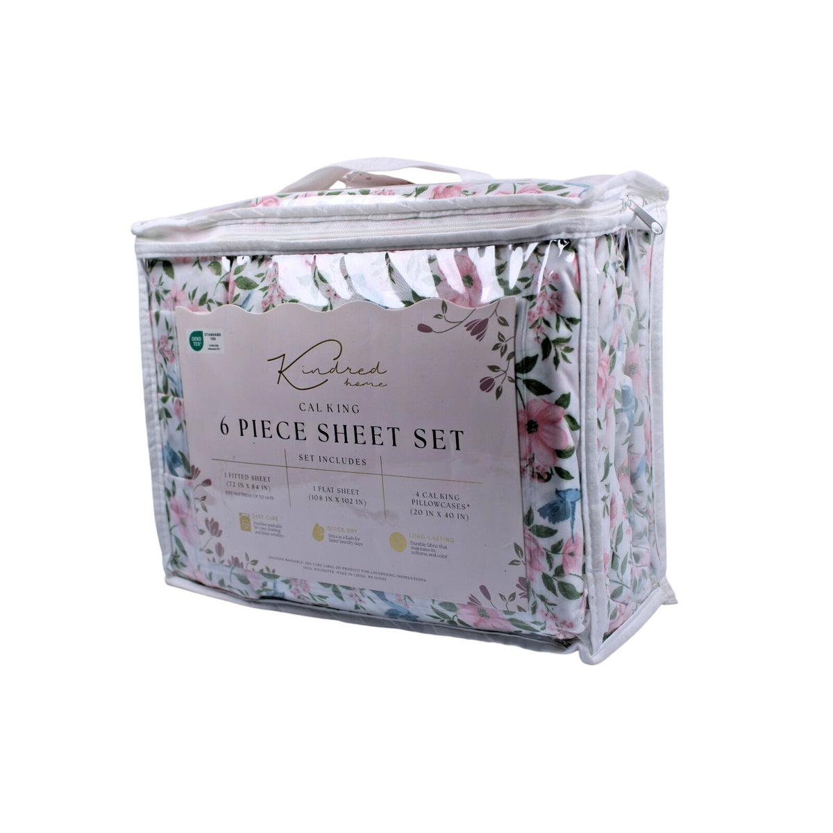 KINDRED HOME 6 pc Floral design Cal King Sheet Set 2 EX Pillowcases