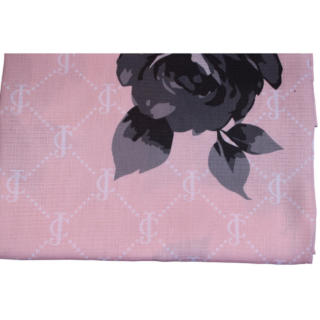 New Juicy Couture Pink Black Roses JC Logo,  Fabric Shower Curtain 12 Hooks