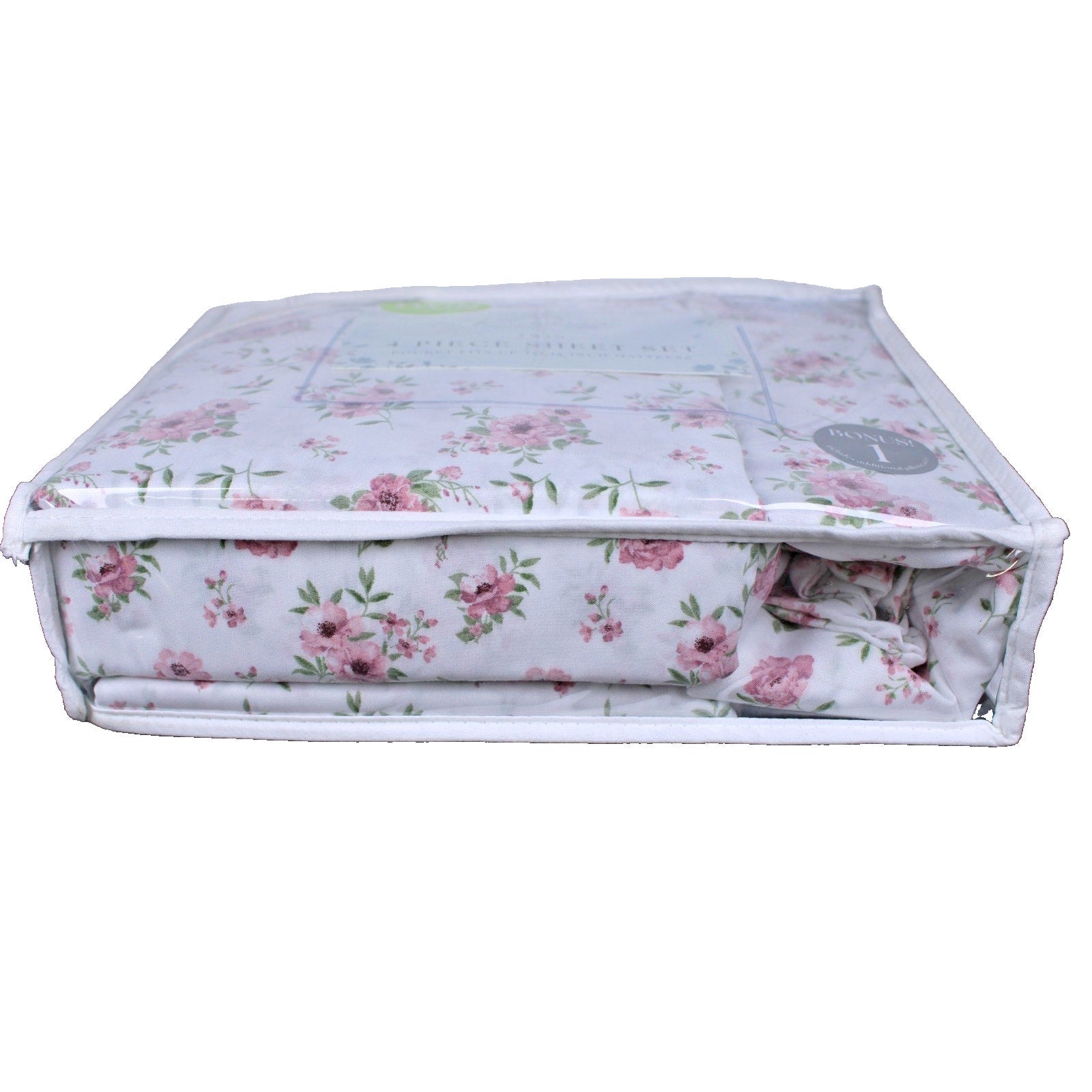 KINDRED HOME 4 PIECE TEA ROSE FLORAL DESIGN TWIN SHEET SET 1 EXTRA PILLOWCASE