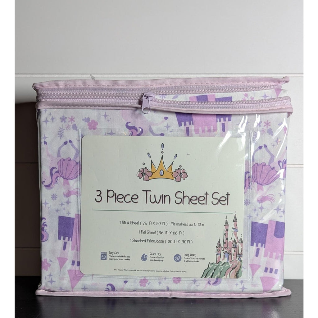Little Poppy- Castles, Unicorns, Princes, 3-pc TWIN Sheet Set - New