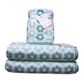 4pc CARO Home (2) Bath (2) Hand Towels Dark Sage, Daisies 100% Cotton, Quick Dry