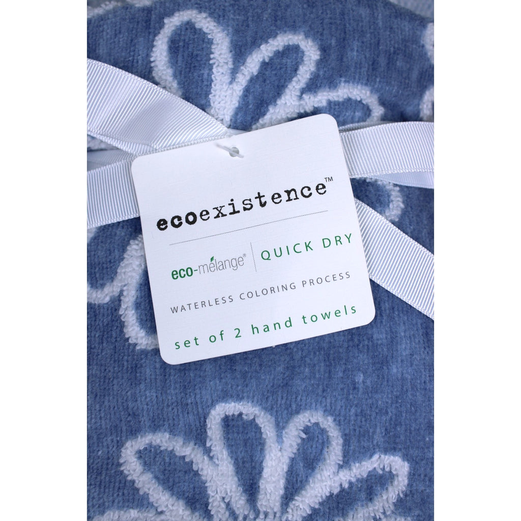 Blue Daisy 4pc. Towel Set - 2 Hand 2 Bath, Ecoexistence-Reversible Quick Dry
