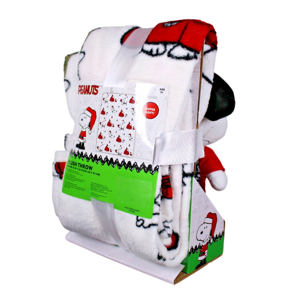 Peanuts Plush Pillow & Throw Set Snoopy in PJ's & Red Puffer Jacket 40x50Blanket