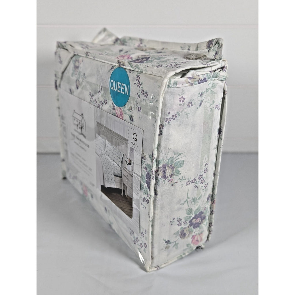 The Farmhouse Rachel Ashwell Purple, Pink, Green Floral Queen Sheet Set, NEW