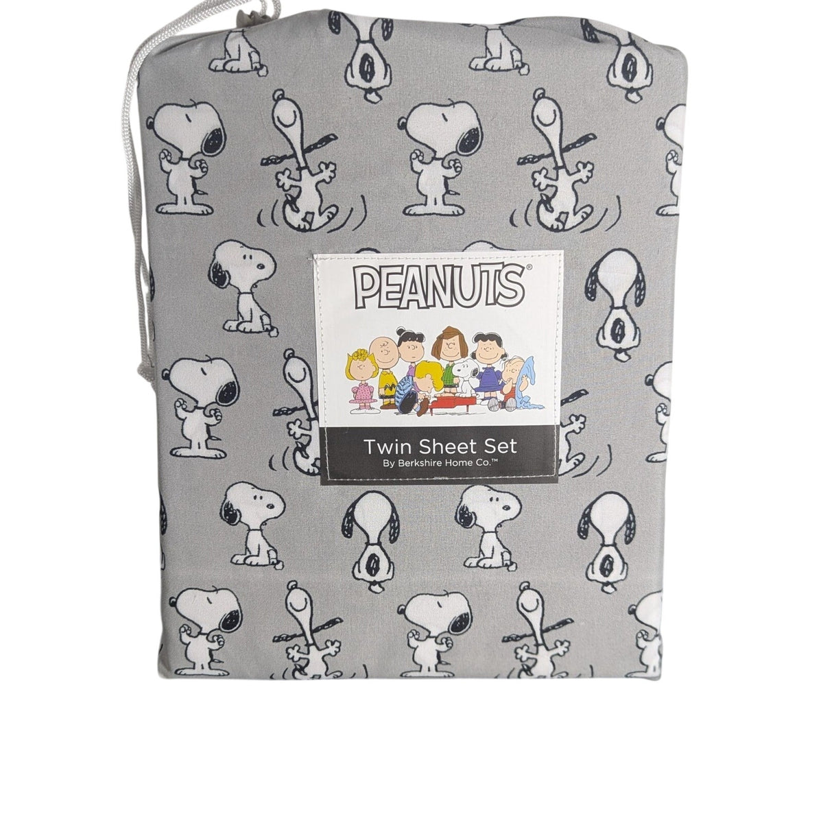 Peanuts Snoopy 4 pc Twin Sheet Set Prints Gray - New